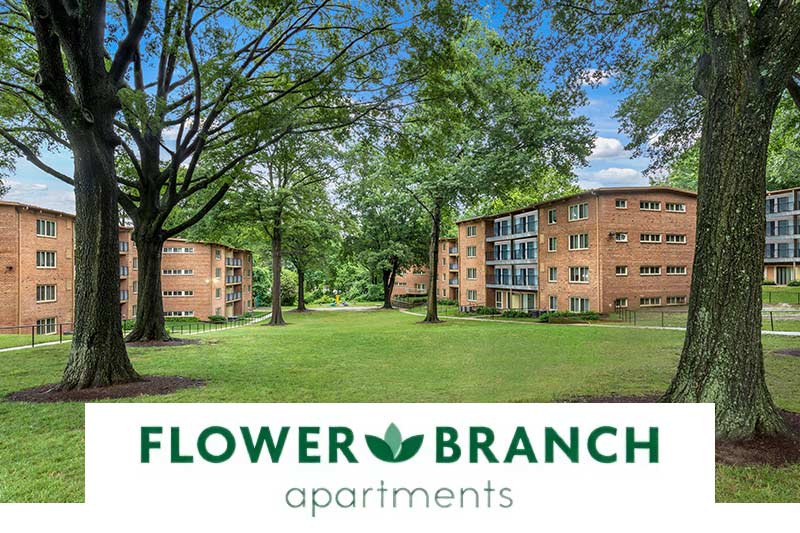 Flower Branch Apartments exterior with logo